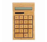 GONNELY Calculatrice à énergie Solaire - Calculatrice en Bois de Bambou Naturel Affichage LCD Calculatrice de Bureau Fournitures Scolaires (12 Chiffres 18/29 Touches)(CS19)