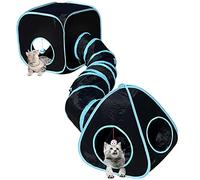 GONPETGP Lot de 3 Tunnels pour Chat d'intérieur avec Tente Cube - Jouet Pop-up Pliable et interactif - Tube pour Chat avec Balle de Jeu et Clochette pour Chaton, Chiot, Chaton, Lapin