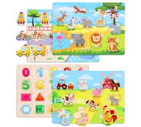 Gontence 4 Pièces Puzzle Enfant 2 3 Ans - Jouet Enfant 2 3 Ans - Puzzle Bois - Montessori 1 an - Jouet en Bois Fille Garcon