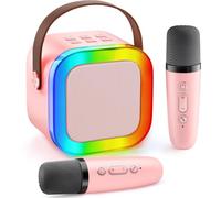 Gontence Machine Karaoke Enfant avec 2 Micros Enfants - Karaoké pour Enfants - Jouet Fille 3-10 Ans - Cadeau Fille 3-12 Ans - Micro Enfant pour Chanter Jouet Musical-Mini Microphone Karaoké Rose