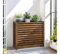GonTzolkin Cache Climatiseur Exterieur Bois Cache Pompe A Chaleur Extérieur Protection Housse Climatiseur Extérieur Support De Climatiseur en Bois Balcon Etagere Plantes Appareil(110x50x85cm)
