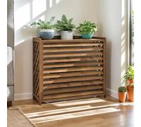 GonTzolkin Cache Climatiseur Exterieur Bois Etagere Plantes Exterieur Balcon Grande Housse Climatiseur Extérieur Bois Cache Pompe A Chaleur Extérieur pour Appareil De Climatisation(110x50x85cm)