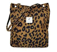 GONZTEL 1 pièce Leopard Sac Cabas Tissu Femme, Sac Leopard,Canvas Shoulder Bag,Shopper Bag,Sac Fourre Tout Travail,Sac Grande Capacité pour Ecole, Travail, Voyage