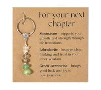 GONZTEL 1 pièce Naturelle Porte-Clés Pierre, Guérir Anneau Porte Clé Femme, Pendentif de Sac, Porte Clef en Cristal, Cadeau d'adieu pour une collègue, adapté aux collègues féminines ou aux amies