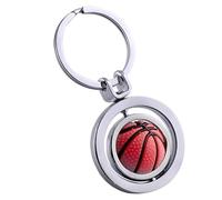 GONZTEL 1 pièce Porte-clés basket-ball rotatif, Design 3D, Idée cadeau sport, porte-clés créatif pour ado garçon, pendentif porte-clés avec logo basket-ball, porte ballon (argent)
