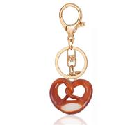 GONZTEL 1 porte-clés en forme de cœur avec brezel simulé, croissant, fait main, accessoire créatif et cadeau personnalisé