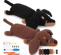 GONZTEL Kit Crochet Débutant 1 Pièce, Kit Complet Amigurumi avec Modèle de Teckel, Instructions Vidéo Pas à Pas, Tutoriel Crochet, Kit de Crochet pour Débutants, Teckel
