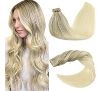 GOO GOO Extension Cheveux Naturel Adhesif, 20pcs 50g 60cm Blond Cendré à Blond Doré et Blond Platine Extension Adhesive Cheveux Humains Naturel Remy Tape in Hair Extensions