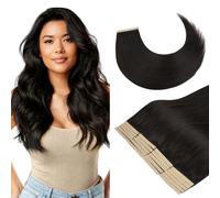 GOO GOO Extensions de cheveux à bandes adhésives, 40cm 100g 20pcs, #1B Noir Naturel,Ruban adhésif de 8 cm de large, Ruban adhésif transparent, longueur et volume instantanés