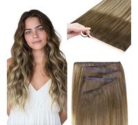 GOO GOO Extensions de cheveux à bandes adhésives en cheveux naturels, Extensions de cheveux à bandes longues en PU Genius, 45cm 50g, #3/8/613 Brun Noisette à Brun Cendré et Blond Décoloré