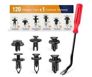 GOOACC GRC-30 Lot de 120 attaches de retenue pour pare-chocs de voiture, 6,4 mm, 8 mm, 9 mm, 10 mm, vis d’extension, avec 1 outil de retrait