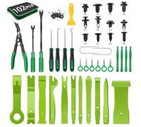 GOOACC Lot de 102 Outils de démontage de Garniture, Clips de Fixation de Pare-Chocs en Nylon, Outil de Retrait de bornes, kit de Pieds-de-biche à Manche Rond pour Voiture/Panneau Radio - Vert