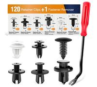 GOOACC Lot de 120 clips de retenue et rivets en nylon pour pare-chocs de voiture 6 mm, 7,6 mm, 8 mm, 8,8 mm, 10 mm, 1 extracteur de fixation, noir