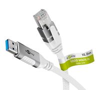 goobay 10m LAN-USB Câble 1 Gbit Transfert de données - USB A 3.0 vers RJ45 Ethernet Le câble CAT 6 connecte le routeur et l’ordinateur portable ou le PC - Remplace l’adaptateur USB vers LAN - 74163