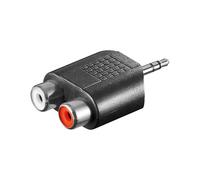 Goobay 11604 - Adaptateur Genre 3.5mm Mâle vers 2x RCA Femelle - ABS Noir - Connecteurs Droit - 25.8x45.7x13.1mm - Conforme CE, RoHS, WEEE