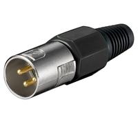 Goobay 11749 Fiche microphone, XLR mâle (3 broches), 3 broches, noir - avec contacts dorés et décharge de traction vissée