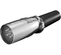 Goobay 11776 Fiche microphone, XLR mâle (4 broches), 4 broches, argent - avec décharge de traction vissée