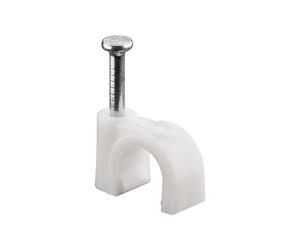 goobay 17079 Serre-câbles, jeu de 100 / Support de câbles pour fixation de câbles jusqu'à 7mm de diamètre / Serre-câbles avec clou pour mur, coins et montage en saillie / 100 pièces / blanc
