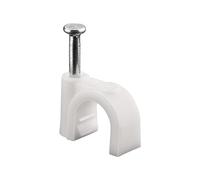 goobay 17080 Serre-câbles, jeu de 100 / Support de câbles pour fixation de câbles jusqu'à 8mm de diamètre / Serre-câbles avec clou pour mur, coins et montage en saillie / 100 pièces / blanc