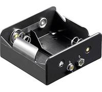 Goobay Support de pile 2x LR20 (D) 11452 – Raccordement par bouton‑poussoir 9V, 73×71×31 mm, Noir