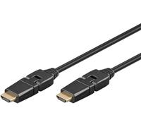 Goobay 31889 Câble High Speed HDMI™ avec Ethernet, plaqué or, 3 m, noir - HDMI™ mâle (type A) > HDMI™ mâle (type A), rotation 360