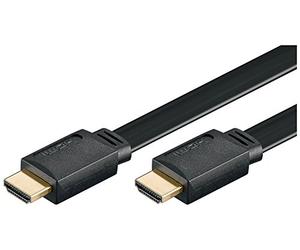 Goobay 31927 Câble Plat High Speed HDMI avec Ethernet, Doré, Noir, 2m Longueur de Câble