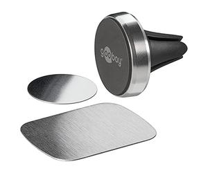 Goobay 38685 Kit Universel de Support Magnétique au Design Ultraplat, Noir/Argent, 35mm Diamètre
