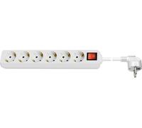 Goobay 38845 Multiprise 6x avec interrupteur, 5 m, blanc, 5 m - Prise de courant avec contact de protection pour l'intérieur