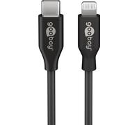 Goobay 39424 Câble de charge et de synchronisation Lightning - USB-C™, 1 m, noir - Câble MFi pour Apple iPhone/iPad Noir