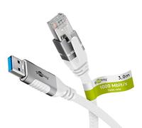 goobay 3m LAN-USB Câble 1 Gbit Transfert de données - USB A 3.0 vers RJ45 Ethernet Le câble CAT 6 connecte le routeur et l’ordinateur portable ou le PC - Remplace l’adaptateur USB vers LAN - 74160