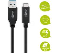 goobay 41074 USB-C Charging Cable Black 1 Meter