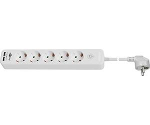 Goobay 41265 Bloc multiprise 5 prises avec interrupteur IO, sécurité enfant et 2 ports USB pour connecter jusqu'à cinq appareils électriques et deux périphériques USB