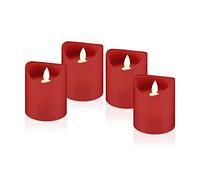 Goobay 44591 Set de 4 Bougies LED Rouges en Cire véritable