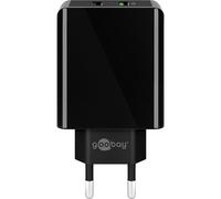 Goobay 44956 USB-A QC Chargeur rapide double (28 W) noir, noir - 1x port USB-A (Quick Charge 3.0) et 1x port USB-A