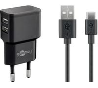Chargeur USB - GOOBAY - 44986 - USB-C™ - 2 x USB 2.0 - Courant max. 2.4 A