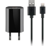 Goobay 44994 Kit de charge Apple Lightning (5 W), noir, 1 m - Adaptateur secteur avec câble Apple Lightning, 1 m, noir