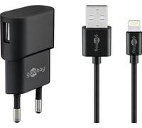 Goobay 45294 Kit de recharge Apple Lightning 1 A, noir, 1 m - Adaptateur secteur avec câble Apple Lightning 1m (Noir)