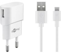 Goobay 45297 Kit de charge micro USB 1 A, blanc, 1 m - Adaptateur secteur avec câble micro USB 1m (blanc)
