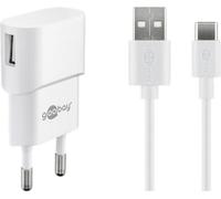 Goobay 45299 Kit de charge USB-C™ (5 W), blanc, 1 m - Adaptateur secteur avec câble USB-C™, 1 m, blanc