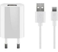 Goobay 45300 Kit de charge USB-C™ (5 W), blanc, 1 m - Adaptateur secteur avec câble USB-C™, 1 m, blanc