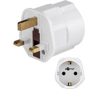 Goobay 45353 Adaptateur secteur, blanc - Prise de terre (type F, CEE 7/4) > UK Prise 3 broches (type G, BS 1363)