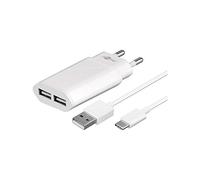 Goobay 45848 Kit de Charge USB Type-C Double, 2.4 A, Blanc, 87mm Longueur, 41.3mm Largeur, 14.8mm Hauteur
