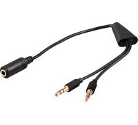 Goobay 48980 Adaptateur audio pour Apple iPhone, 0.4 m, noir - connecte un casque stéréo iPhone (prise jack 3,5 mm, 4 pôles) à un PC ou un ordinateur portable