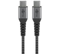goobay 49302 Câble USB-C 10 Gbit/s - Câble textile extra robuste premium avec connecteurs métalliques - 1 m
