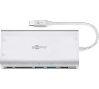 Goobay 49850 Adaptateur multi-ports USB-C™ Premium, argent - étend un port USB-C™ à 1x HDMI™, 2x USB-A, 1x fente pour carte SD, 1x fente pour carte microSD, 1x USB-C™, 1x RJ45, 1x VGA, 1x 3,5