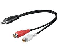 goobay 50005 Câble Adaptateur Audio Y, Cinch Mâle Vers Cinch Femelle Stéréo, Noir, 0.2m Longueur de Câble