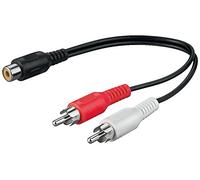 Goobay 50008 Câble Adaptateur Audio Y, Cinch Mâle Stéréo Vers Cinch Femelle, Noir, 0.2m Longueur de Câble