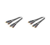 goobay 50032 Câble de Connexion Stéréo 2 x Cinch, Blindage Double, Noir, 1.5m Longueur de Câble