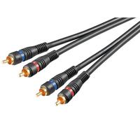 Goobay 50032 Câble de connexion stéréo 2x RCA, double blindage, 1.5 m, noir - 2x RCA mâle > 2x RCA mâle