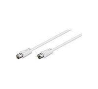 Goobay 50125 Câble d'antenne, connecteur coaxial nickelé sur connecteur coaxial femelle, câble coaxial approprié pour TV, HDTV, radio, blindage double, 75 Ohm, 20m, blanc